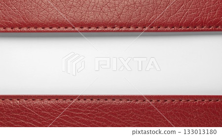 Contrast of red leather and white belt material background Generative AI 133013180