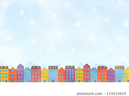 雪中的聖誕街 133013624