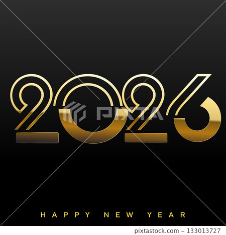 Modern Art Deco Happy New Year 2026 golden logo. Vector Modern Art Deco Happy New Year 2026 golden logo. Vector 133013727