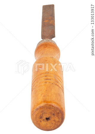 Chisel Dirty Old wood isolated on white background 133013917
