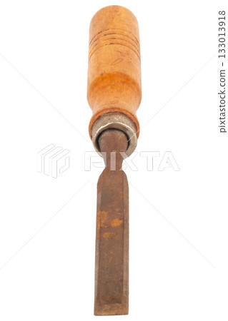 Chisel Dirty Old wood isolated on white background Chisel Dirty Old wood isolated on white background 133013918