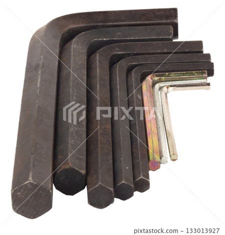 Hex key Dirty Old isolated on white background Hex key Dirty Old isolated on white background 133013927