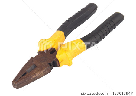 pliers color yellow Isolated on White Background 133013947