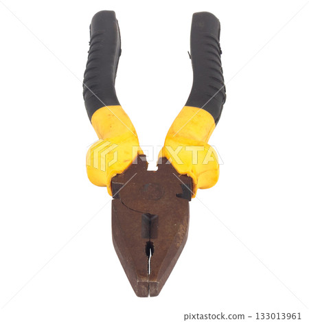 pliers color yellow Isolated on White Background pliers color yellow Isolated on White Background 133013961