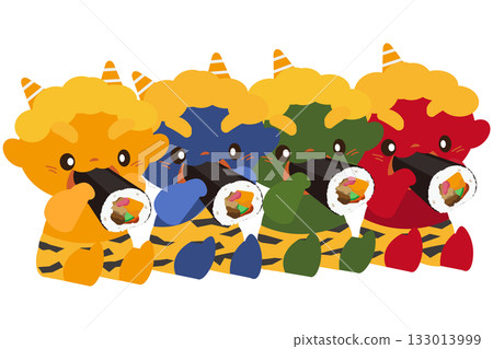 彩色惡魔吞食惠本卷的向量插圖 133013999