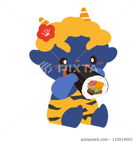 Vector illustration of a blue demon eating ehomaki 133014001