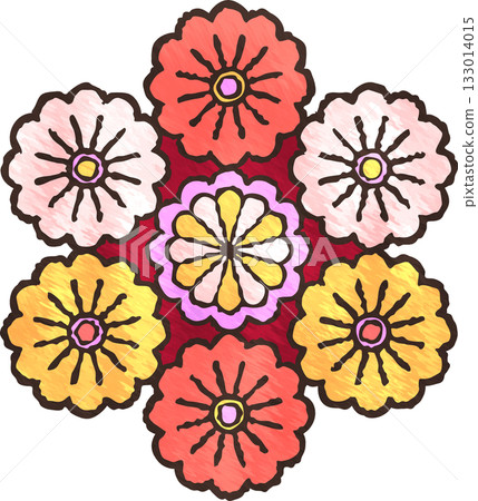 Stained Glass Flower Illustration - Red Stained Glass Flower Illustration - Red 133014015
