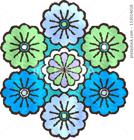Stained Glass Flower Illustration - Blue Stained Glass Flower Illustration - Blue 133014016