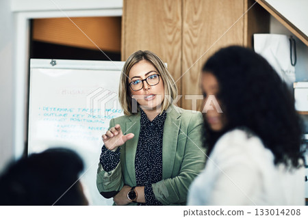Presentation meeting, audience and business woman brainstorming, planning and talking to listening strategy team. Project management, collaboration and manager speech, report or discussion with group Presentation meeting, audience and business woman brainstorming, planning and talking to listening strategy team. Project management, collaboration and manager speech, report or discussion with group 133014208