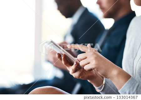 Hand, phone and business woman in a meeting or conference while typing for notes or communication. Female entrepreneur in seminar or workshop audience with a smartphone for research or to check email Hand, phone and business woman in a meeting or conference while typing for notes or communication. Female entrepreneur in seminar or workshop audience with a smartphone for research or to check email 133014367