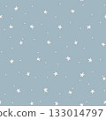 Minimalistic background with white stars on a blue sky, childish baby pattern 133014797