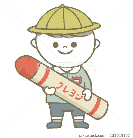 戴著帽子，拿著蠟筆的幼稚園小朋友 133015102