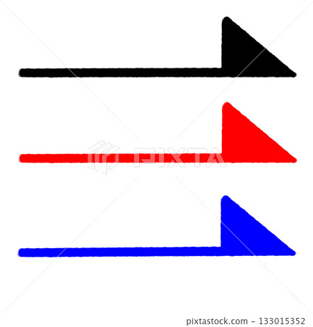 一組精美的三色箭頭：黑色、紅色、藍色 133015352