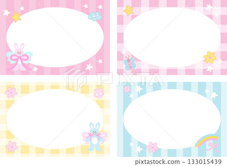 Cute pastel rectangle frame set with bunny, butterfly, flowers for animal print, decoration, polaroid photo, ad template, social media, poster, book cover design, notepad, sticky note, memo, banners Cute pastel rectangle frame set with bunny, butterfly, flowers for animal print, decoration, polaroid photo, ad template, social media, poster, book cover design, notepad, sticky note, memo, banners 133015439