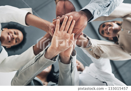 Mission, low angle or hands of happy business people with goals, support or motivation for success or growth. Strategy, b2b meeting zoom or teamwork collaboration planning our vision or sales target Mission, low angle or hands of happy business people with goals, support or motivation for success or growth. Strategy, b2b meeting zoom or teamwork collaboration planning our vision or sales target 133015457