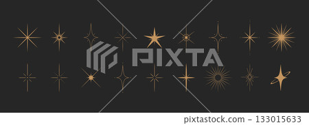 Sparkle stars collection. Aesthetic star icons. Trendy geometric graphic elements. Vector illustration 133015633