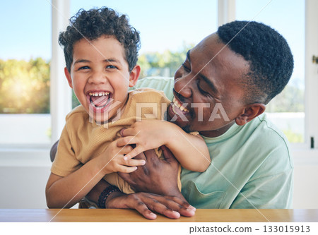 Father, laugh and black man tickle son, have fun and enjoy happy quality time together in Jamaica home. Family bonding, child love and playing African people, youth kid or papa tickling laughing boy Father, laugh and black man tickle son, have fun and enjoy happy quality time together in Jamaica home. Family bonding, child love and playing African people, youth kid or papa tickling laughing boy 133015913