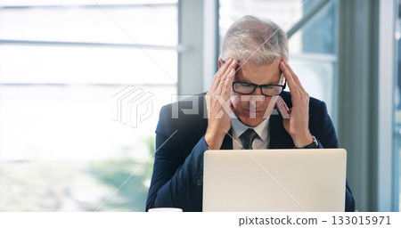 Business, employee and man with a headache, laptop and connection with glitch, tired and burnout. Male person, entrepreneur and ceo with a pc, technology and migraine with a project and overworked Business, employee and man with a headache, laptop and connection with glitch, tired and burnout. Male person, entrepreneur and ceo with a pc, technology and migraine with a project and overworked 133015971