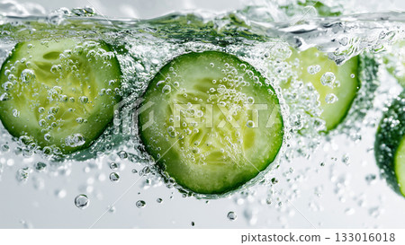 水和新鮮黃瓜片 133016018