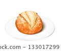 Hard roll bread on a small plate 133017299