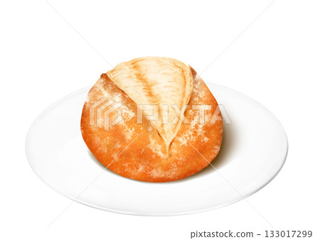 小碟子裡的硬麵包卷 133017299