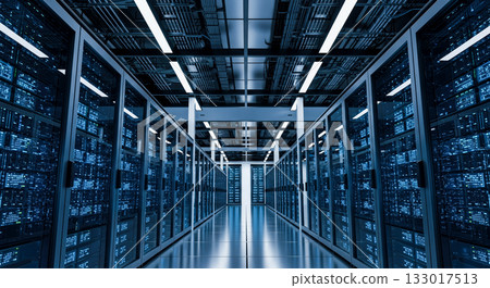 Data center server room, technology background, server racks, hosting database, cloud computing, big data storage, network IT infrastructure, futuristic blue light Data center server room, technology background, server racks, hosting database, cloud computing, big data storage, network IT infrastructure, futuristic blue light 133017513