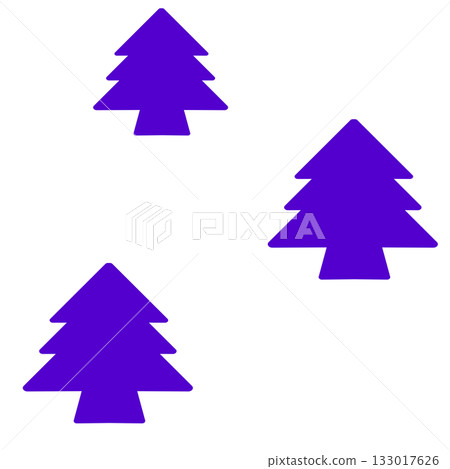 Illustration of multiple deformed coniferous trees in purple 133017626