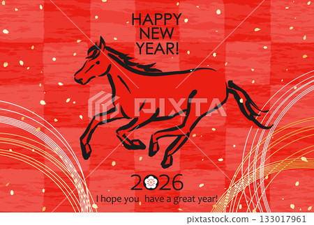 2026年日本新年材料：馬和水引的格紋圖案 133017961