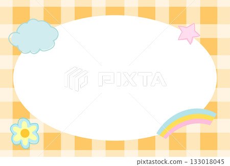 Rectangle frame with orange plaid pattern, flower, rainbow, star for school name tag, print, decoration, polaroid photo, ad template, social media post, poster, book cover design, notepad, sticky note Rectangle frame with orange plaid pattern, flower, rainbow, star for school name tag, print, decoration, polaroid photo, ad template, social media post, poster, book cover design, notepad, sticky note 133018045