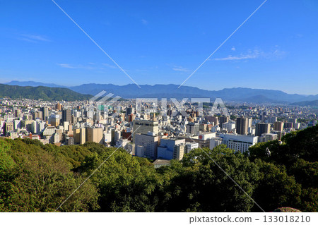 View from Matsuyama Castle, looking south (Matsuyama City, Ehime Prefecture) 133018210