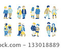 Flat illustration (set) of a friendly couple [men and women] in winter clothes 133018889