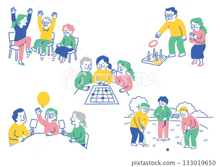 一群老人在玩耍_彩色 一群老人在玩耍_彩色 133019650