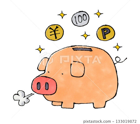 Pig piggy bank (¥, 100 yen, points) 133019872