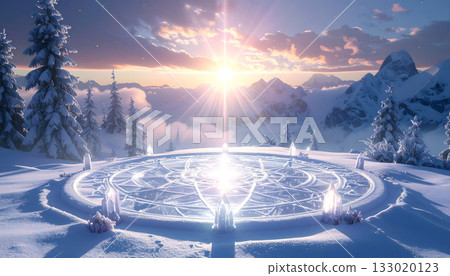 A mysterious world with a snow-covered magic circle 133020123
