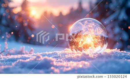 雪地上閃閃發光的水晶 133020124