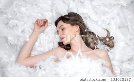 A landscape with a woman sleeping buried in feathers A landscape with a woman sleeping buried in feathers 133020127