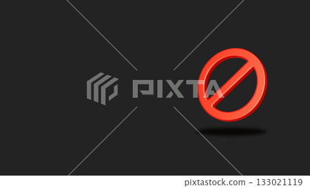 一張3DCG插圖,描繪了一個漂浮在黑色背景上的紅色「禁止入內」標誌圖示。此圖(圖2)可用於橫幅和醒目宣傳。 一張3DCG插圖,描繪了一個漂浮在黑色背景上的紅色「禁止入內」標誌圖示。此圖(圖2)可用於橫幅和醒目宣傳。 133021119