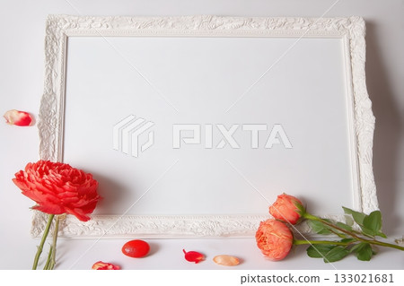 Photo frame with empty center, white background Photo frame with empty center, white background 133021681