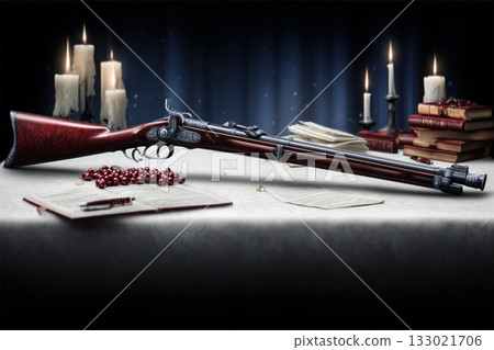 Ancient rifle, dark background Ancient rifle, dark background 133021706