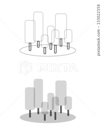 Eco/environmental design: Modern park/forest icon set with overlapping trees 133022358
