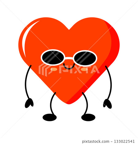 Funny kawaii heart character wearing black sunglasses 133022541