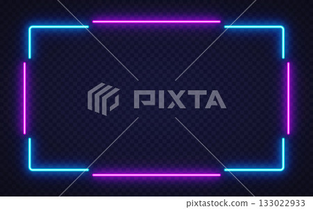 Glowing blue and pink neon frame on a dark brick wall creates a modern futuristic atmosphere. Perfect for digital ads, posters, or stylish presentations. Glowing blue and pink neon frame on a dark brick wall creates a modern futuristic atmosphere. Perfect for digital ads, posters, or stylish presentations. 133022933