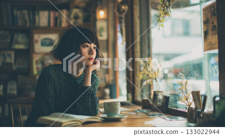 A woman working in a cafe 133022944