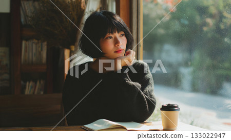 A woman reading a book 133022947