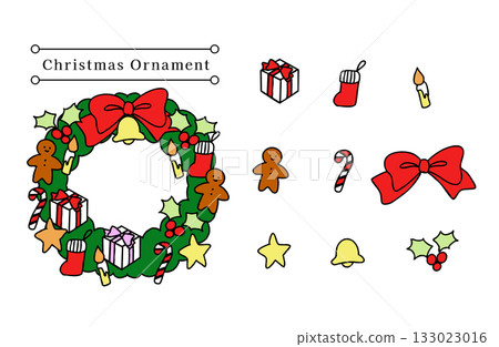 Cute hand-drawn Christmas frame set 133023016