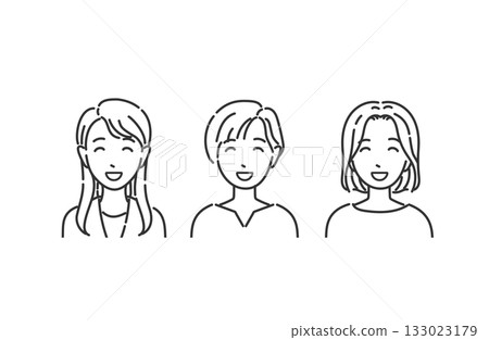 Office casual woman smiling monochrome illustration 133023179