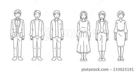 Office casual full body pose monochrome style 133023191