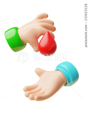 Donation and medicine 3D cartoon vector concept, blood donor hand give a drop of blood, transfusion, health care Donation and medicine 3D cartoon vector concept, blood donor hand give a drop of blood, transfusion, health care 133023228