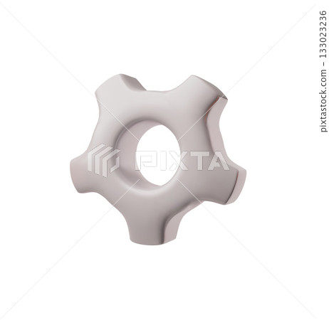 3D gray gear icon, cogwheel, piece of equipment, mechanism. 3D gray gear icon, cogwheel, piece of equipment, mechanism. 133023236