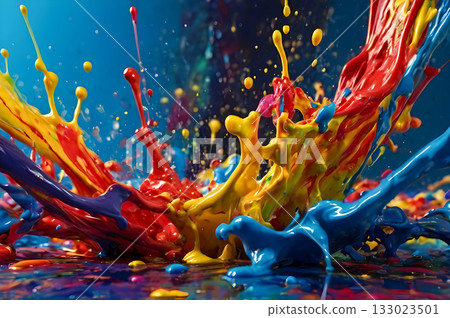abstract color splash of colored paint on black abstract color splash of colored paint on black 133023501